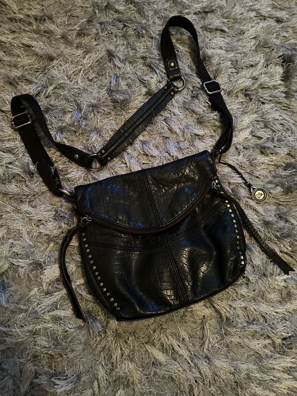 The Sak Black Studded Leather Crossbody Bag